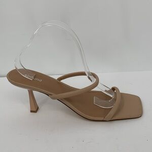Abound Kenndra slide sandal shoe square toe nude toe strappy heel naked puff 13
